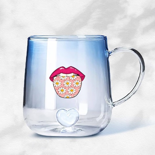 Daisy Gardening Tongue Gradient Glass Mugs