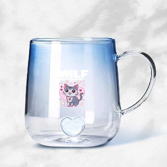 MILF Man I love Felines Funny Cats Gradient Glass Mugs