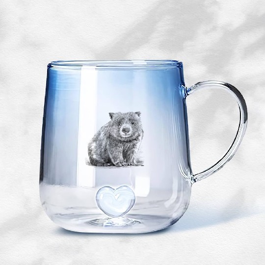 Realistic wombat handrawn Gradient Glass Mugs