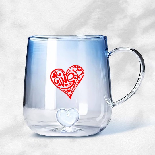 Galentines Day Red Heart We Valentines Day2 Gradient Glass Mugs