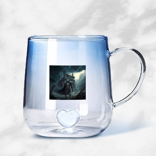 Death Knight in Thunderstorm Gradient Glass Mugs