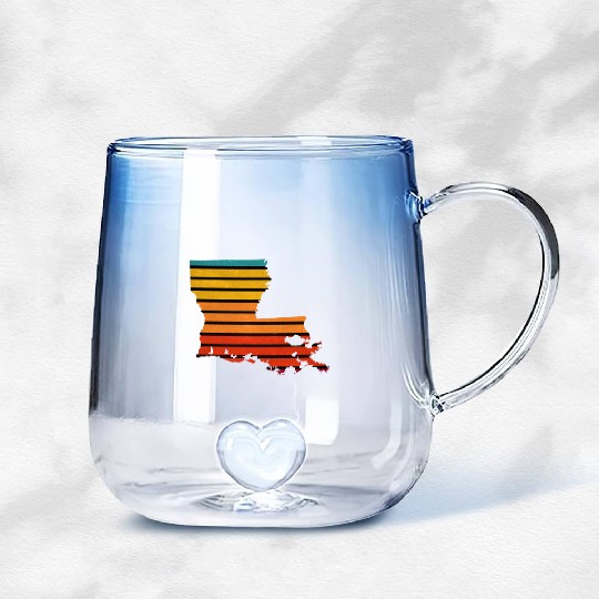 Louisiana sticker retro Gradient Glass Mugs