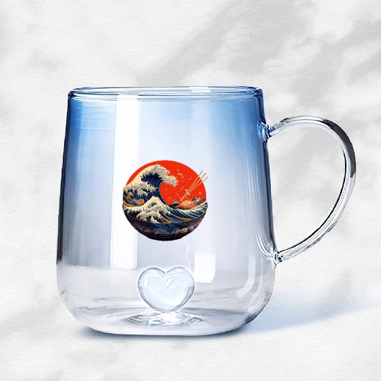 Kanagawa Japanese Ramen Gradient Glass Mugs