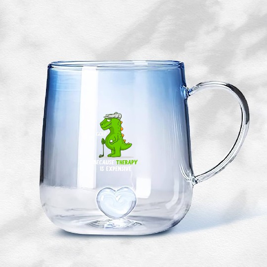 Golf Because Therapy Is Expensive Funny Golfers Gradient Glass Mugs