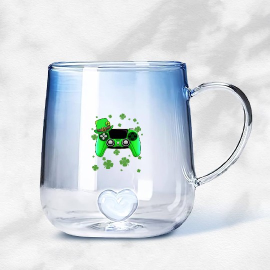 Game Console St Patricks Day Gamer Gradient Glass Mugs