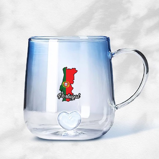 Portugal map in national flag colors. Gradient Glass Mugs