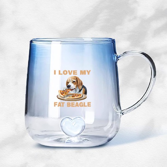 I Love My Fat Beagle Gradient Glass Mugs