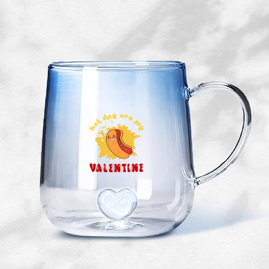 hot dog are my valentine Gradient Glass Mugs