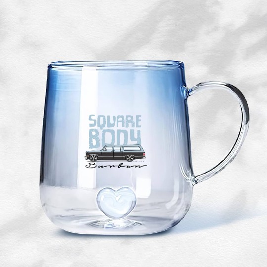 square body Light Blue Gradient Glass Mugs