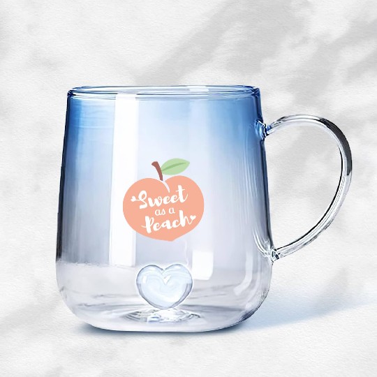 Sweet As A Peach Typography and Hearts Gradient Glass Mugs