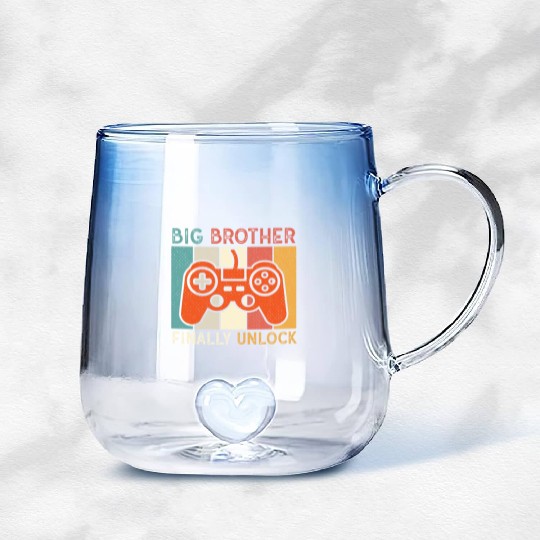 Big Brother Finally Big Bro Gamer Promoted Son Gradient Glass Mugs
