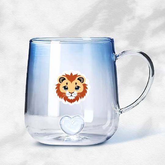 Royal Cartoon Lion - King of the Jungle 19 Gradient Glass Mugs