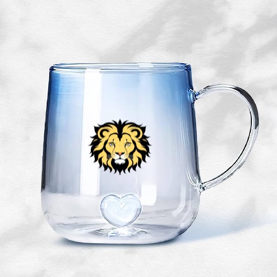Royal Cartoon Lion - King of the Jungle 9 Gradient Glass Mugs