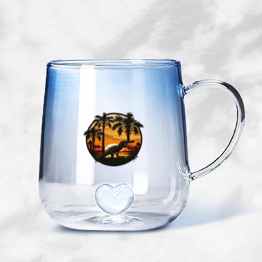 Florida Everglades Sunset Alligator and Palm Tree Gradient Glass Mugs