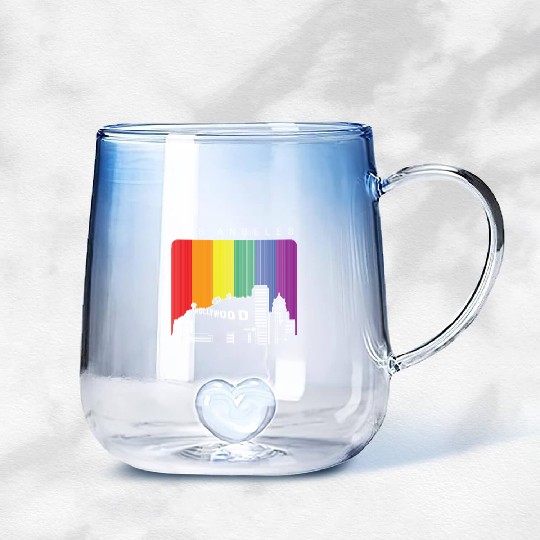 Los Angeles LGBT Rainbow Flag Gradient Glass Mugs