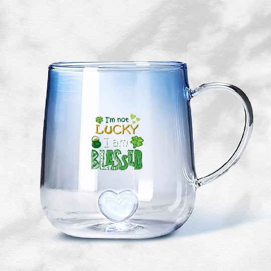 Christian St Patrick's Day Not Lucky Just Blessed Gradient Glass Mugs