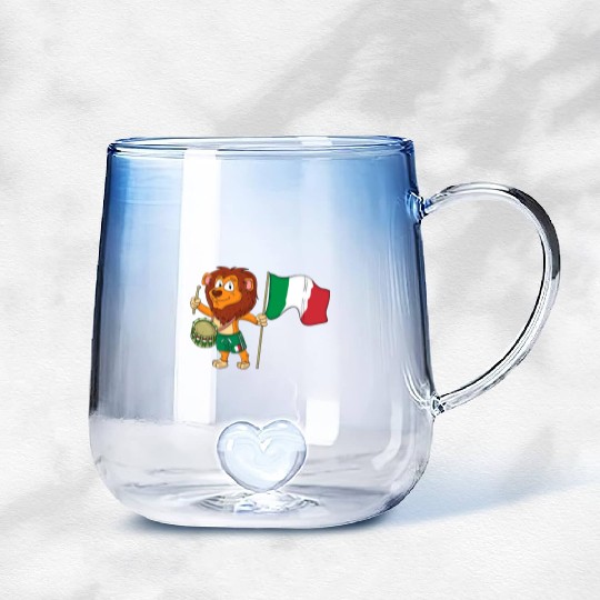 Lion with the Italy flag Gradient Glass Mugs