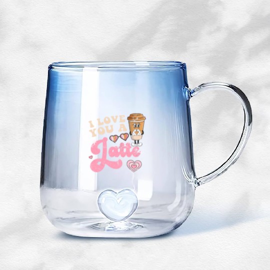 Groovy I Love You A Latte Coffee Lovers Valentine Gradient Glass Mugs
