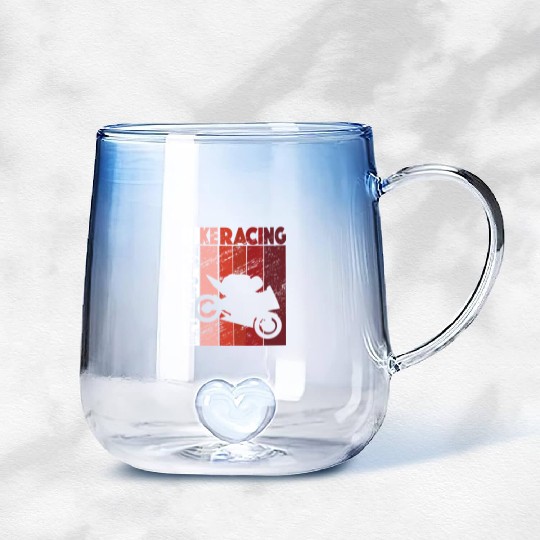 Bike Racing Motorcycle Race Retro Biker Gradient Glass Mugs