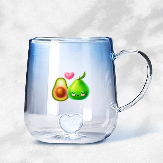 Avocado Love - Cute Couple Design Gradient Glass Mugs