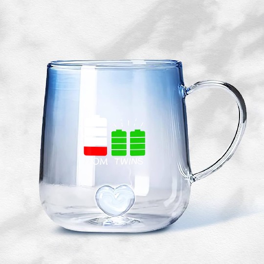 Twin Mom Low Battery Tired Mom Of Twins Gradient Glass Mugs