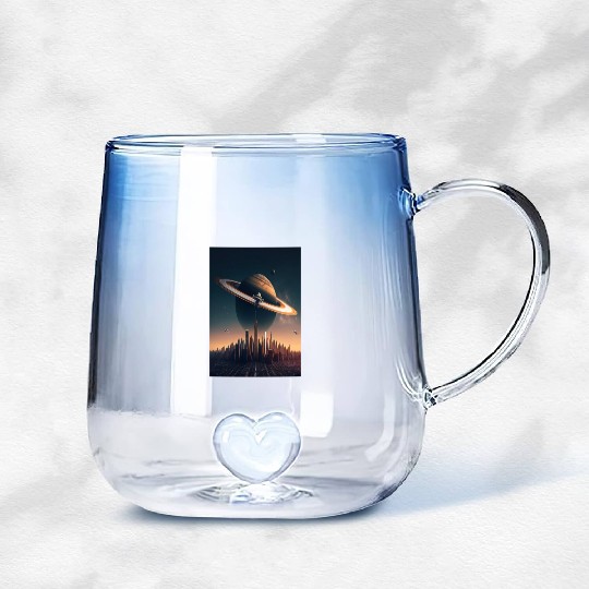 Solar system planet Saturn galaxy Gradient Glass Mugs