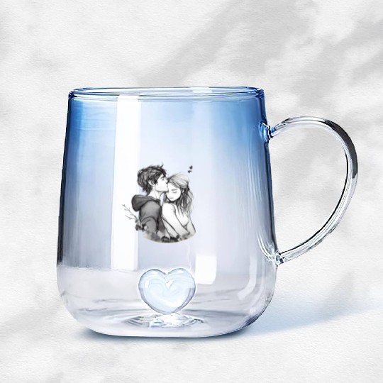 Romantic couple embrace lovingly ink Gradient Glass Mugs