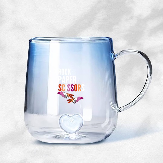 Rock Paper Scissors Lesbian LGBT Pride Lesbian Gradient Glass Mugs