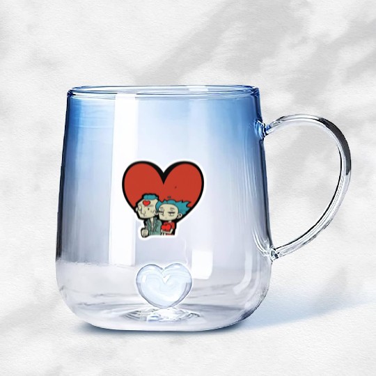 Old Couple In Valentine’s Day Gradient Glass Mugs