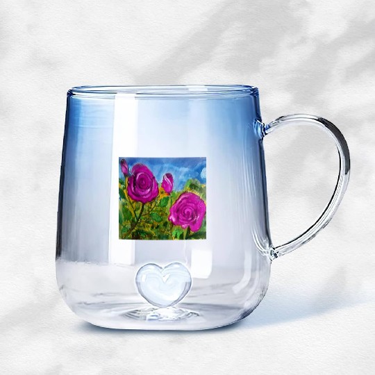 Hand Painted Roses Gradient Glass Mugs Gradient Glass Mugs Mugs Tote Bags
