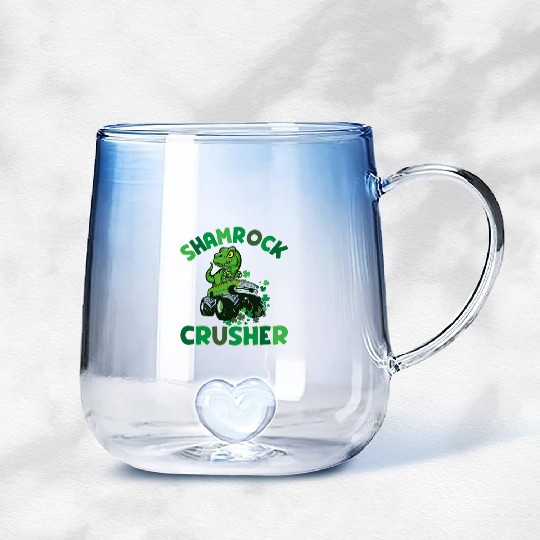 St. Patrick's T. rex Monster Truck The Shamrock Gradient Glass Mugs