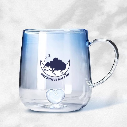 Most likely to take a nap, sleeping sheep Gradient Glass Mugs