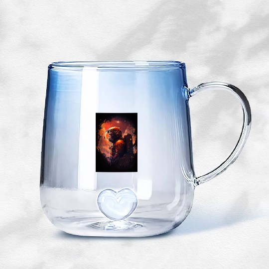 Monkey Astronaut Chimpanzee Space Surreal Moon Gradient Glass Mugs