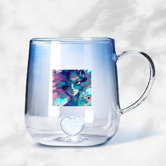 Fantastical Anime Flower Girl Gradient Glass Mugs