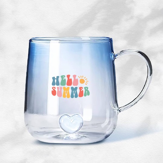 Hello Summer SVG Gradient Glass Mugs