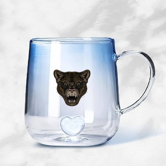 Mountain Lion Graphix Gradient Glass Mugs