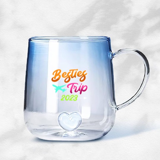 Besties Trip 2023 Vacation Friends Spring Break Gradient Glass Mugs