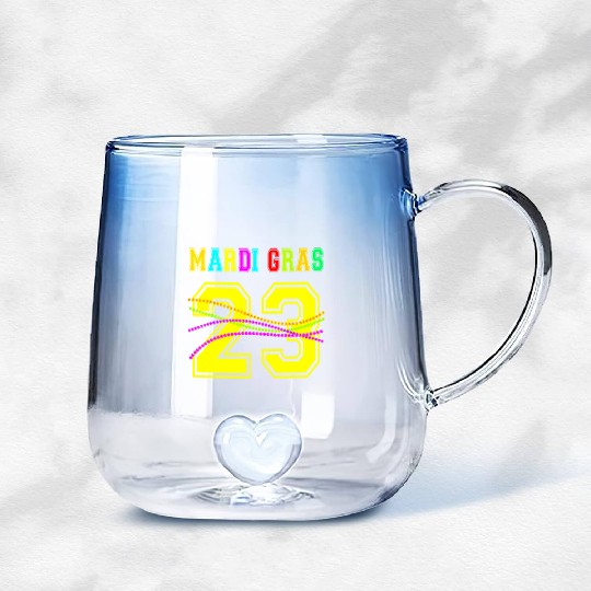 2023 Mardi Gras New Orleans Party Beads Bourbon St Gradient Glass Mugs