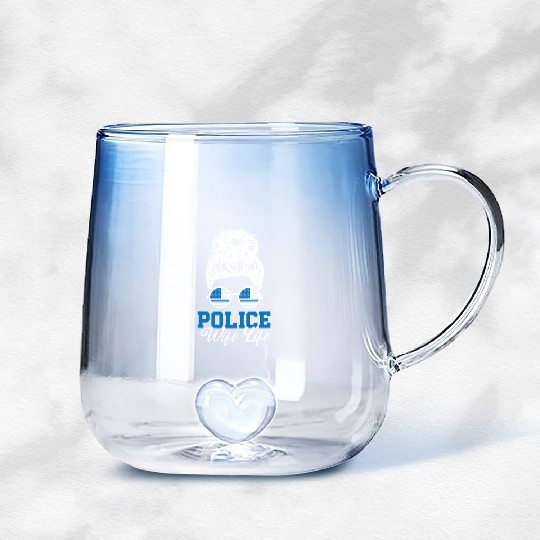 Police Wife Life Cop Law Enforcement Officer Gradient Glass Mugs