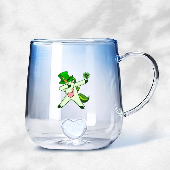 Dabbing unicorn shamrock St. Patrick's Day Gradient Glass Mugs