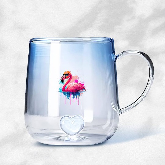 Retro Sunset Pink Flamingo Summer Design Flamingo Gradient Glass Mugs