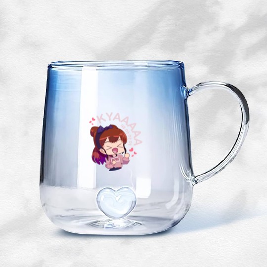 Kyaa Funny KPOP Anime Chibi Korean Pop Music Gradient Glass Mugs