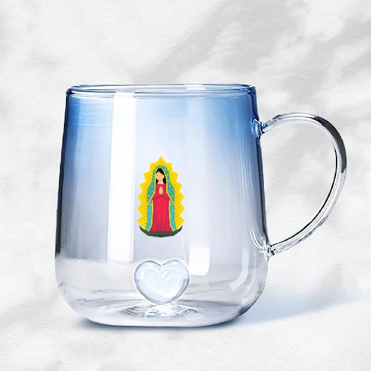 Lady Guadalupe Gradient Glass Mugs | Guadalupe Gradient Glass Mugs |VirginMary