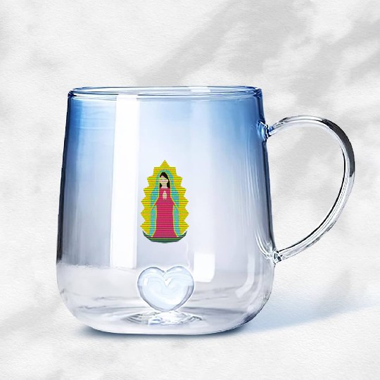 Lady Guadalupe Gradient Glass Mugs | Guadalupe Gradient Glass Mugs |VirginMary