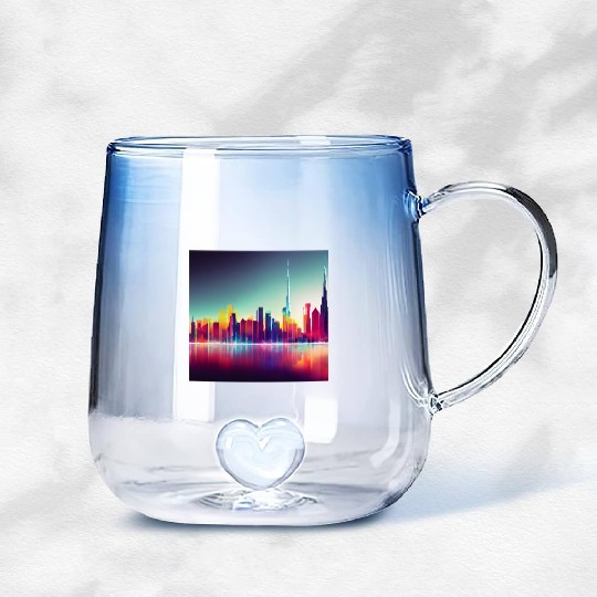 Dubai silhouette skyline abstract art Gradient Glass Mugs