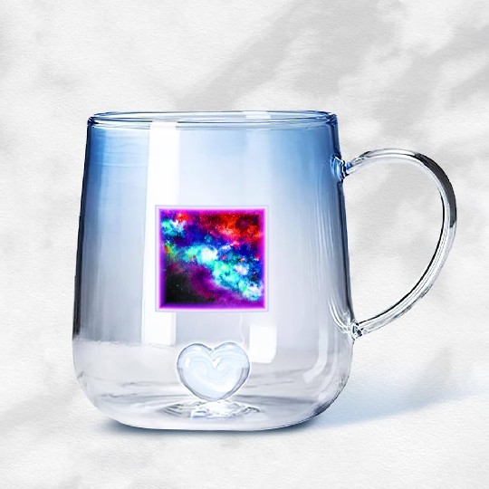 Nebula Stars Digital Art Design. Buy Now Gradient Glass Mugs