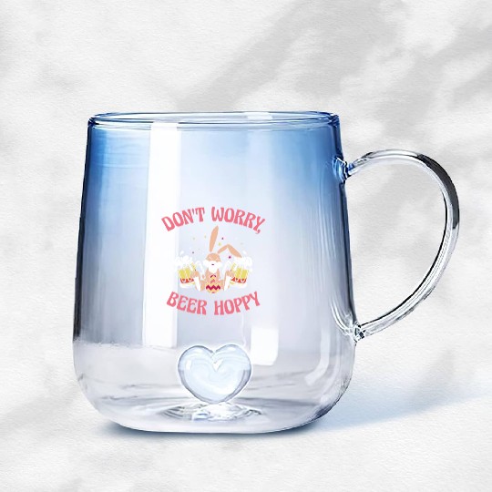 Easter Bunnies Beer Drinking Holiday Rabbit Gradient Glass Mugs