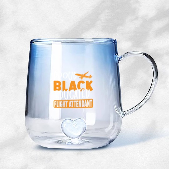 Proud Black Educated Flight Attendant Gradient Glass Mugs