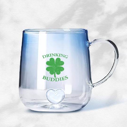 Drinking Buddies Irish St Patricks Day Beer Drunk Gradient Glass Mugs