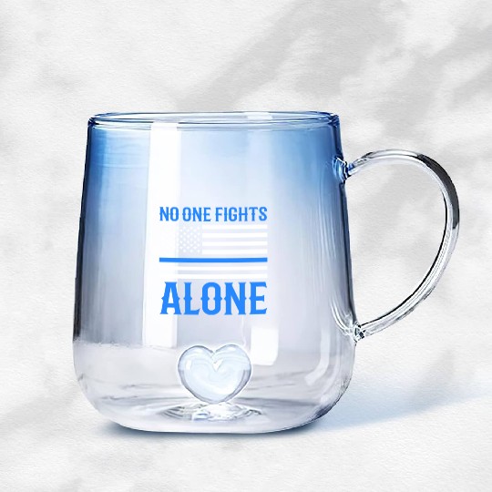 No One Fights Alone Thin Blue Line Police Gradient Glass Mugs